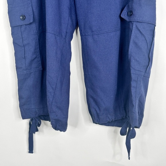 NWT Navy Blue Cargo Capri pants Trust 19" Length Linen blend size 36 - Picture 5 of 11